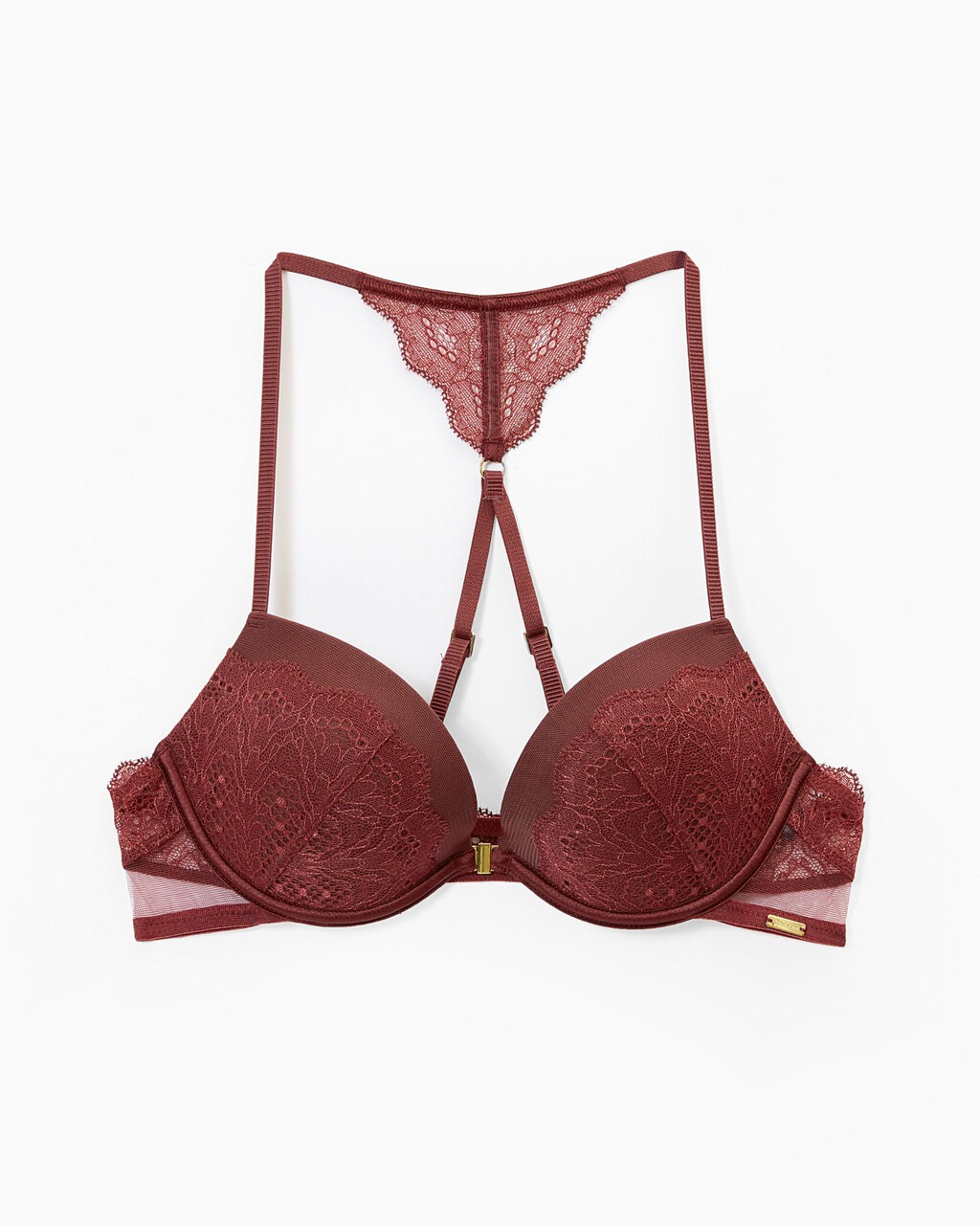 Ck Black Vintage Lace Push Up Plunge Bra, Tawny Port, hi-res