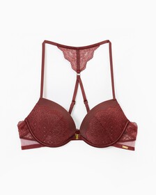 Ck Black Vintage Lace Push Up Plunge Bra, Tawny Port, hi-res