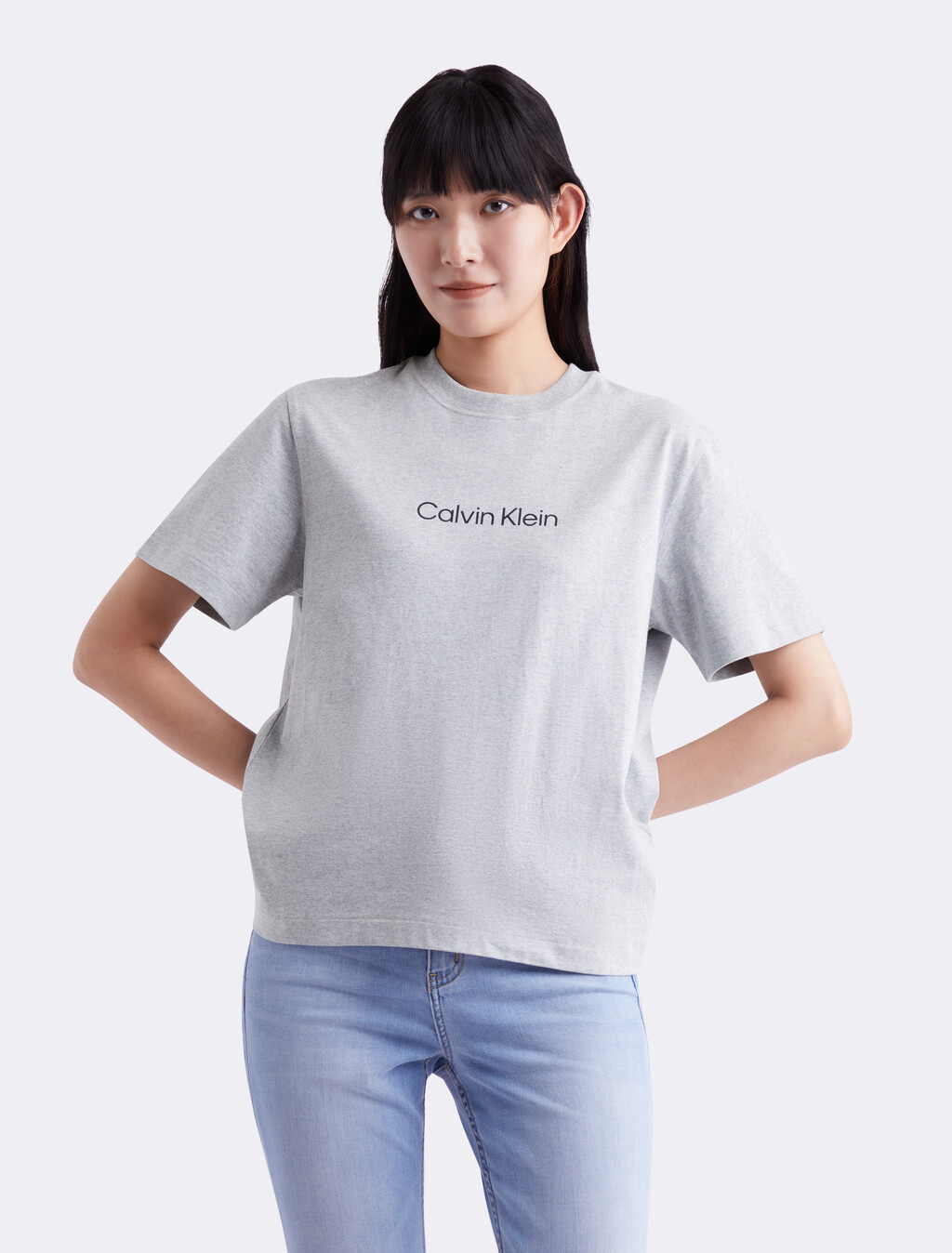 Calvin Klein Hero Modern 方形剪裁 T 恤, HEROIC GREY HEATHER CM1BK 08, hi-res