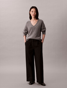 Chunky Relaxed V Neck Sweater, Stoneflag, hi-res