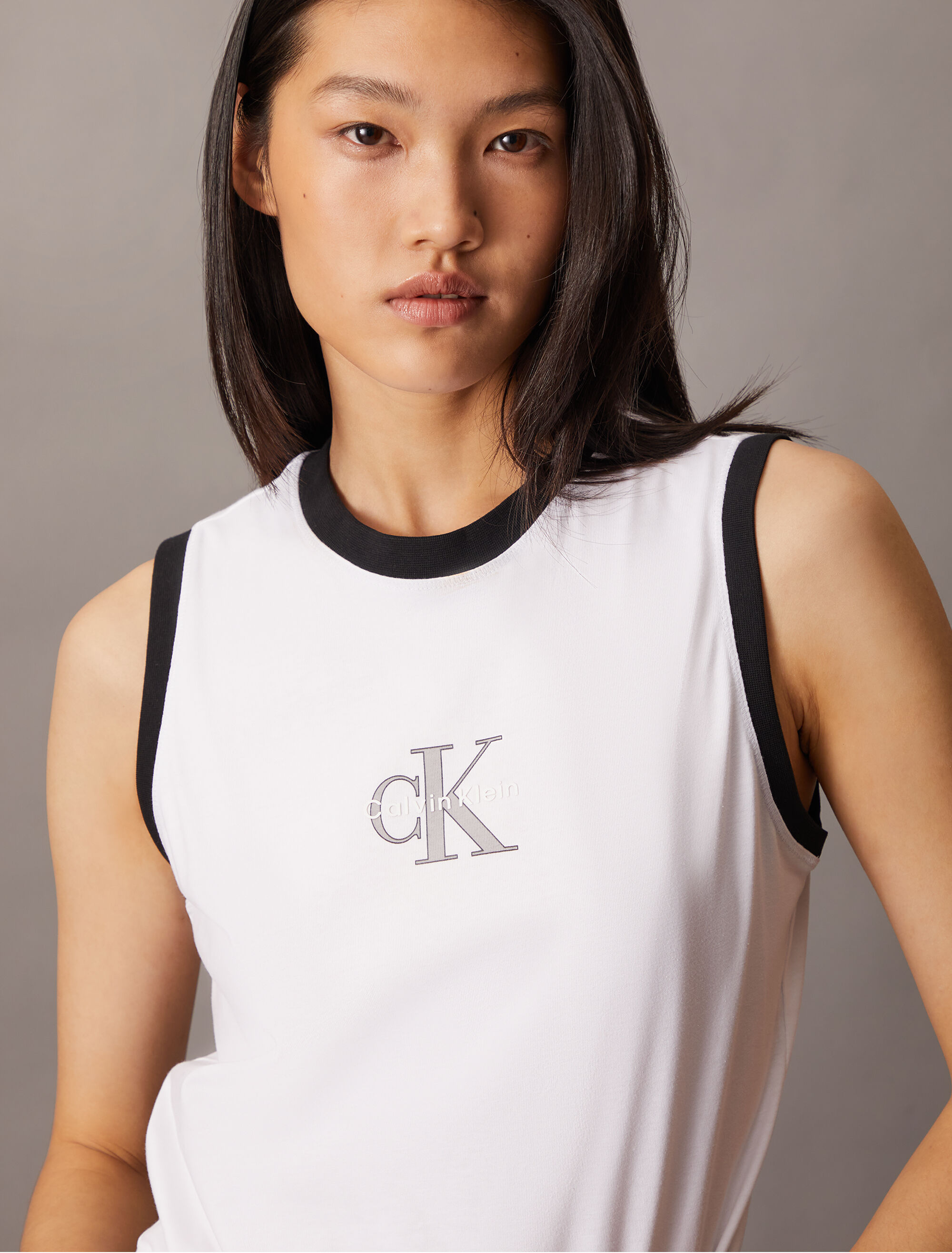 Slim Monogram Tank Top | white | Calvin Klein Hong Kong