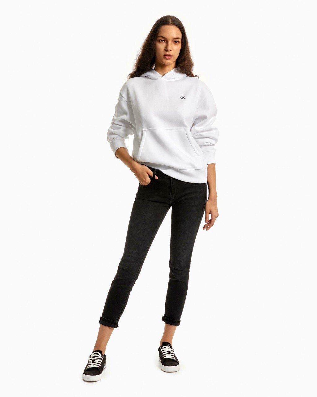 Archive Monogram Fleece Hoodie, Brilliant White, hi-res