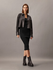 Rib Knit Midi Dress, Black, hi-res