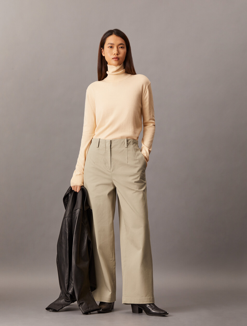 Cotton Chino Relaxed Trousers, Crockery, hi-res