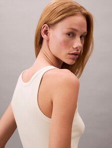 Rib Knit Tank Top, Bone White, hi-res
