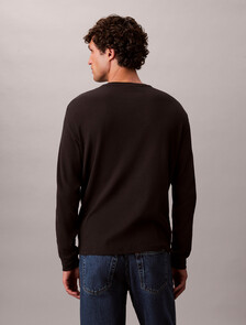 長袖華夫格 T 裇, Black, hi-res