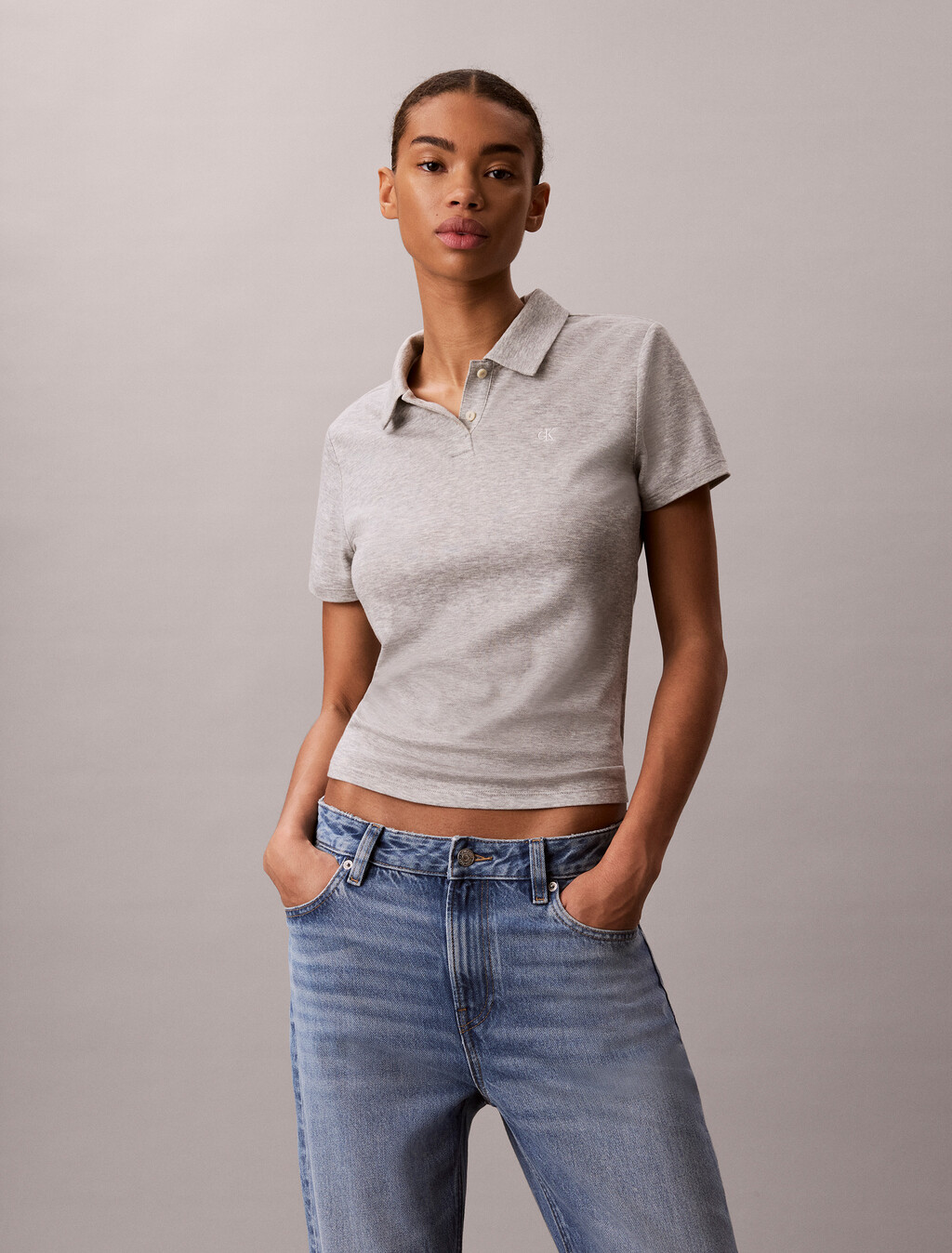 棉質萊賽爾垂墜感 Polo 衫, B10 Grey Heather, hi-res