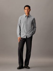 Wool Blend Covered Placket Shirt, Grey Heather, hi-res