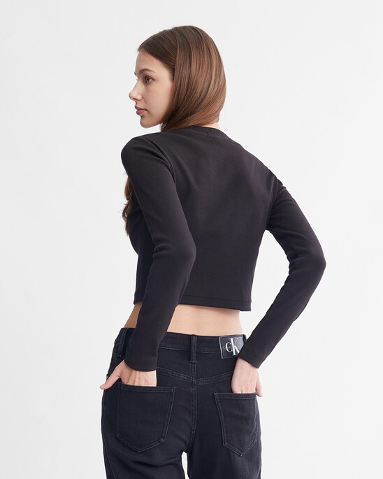 Rib Knit Monologo Baby Tee