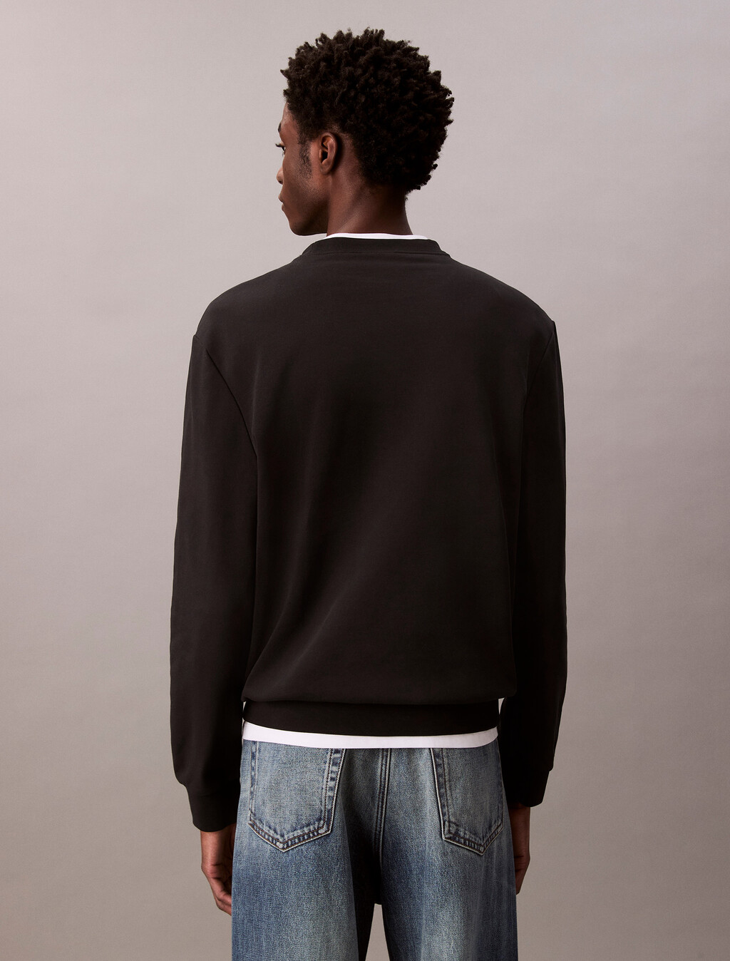 Cotton Terry Badge Sweatshirt, Black, hi-res
