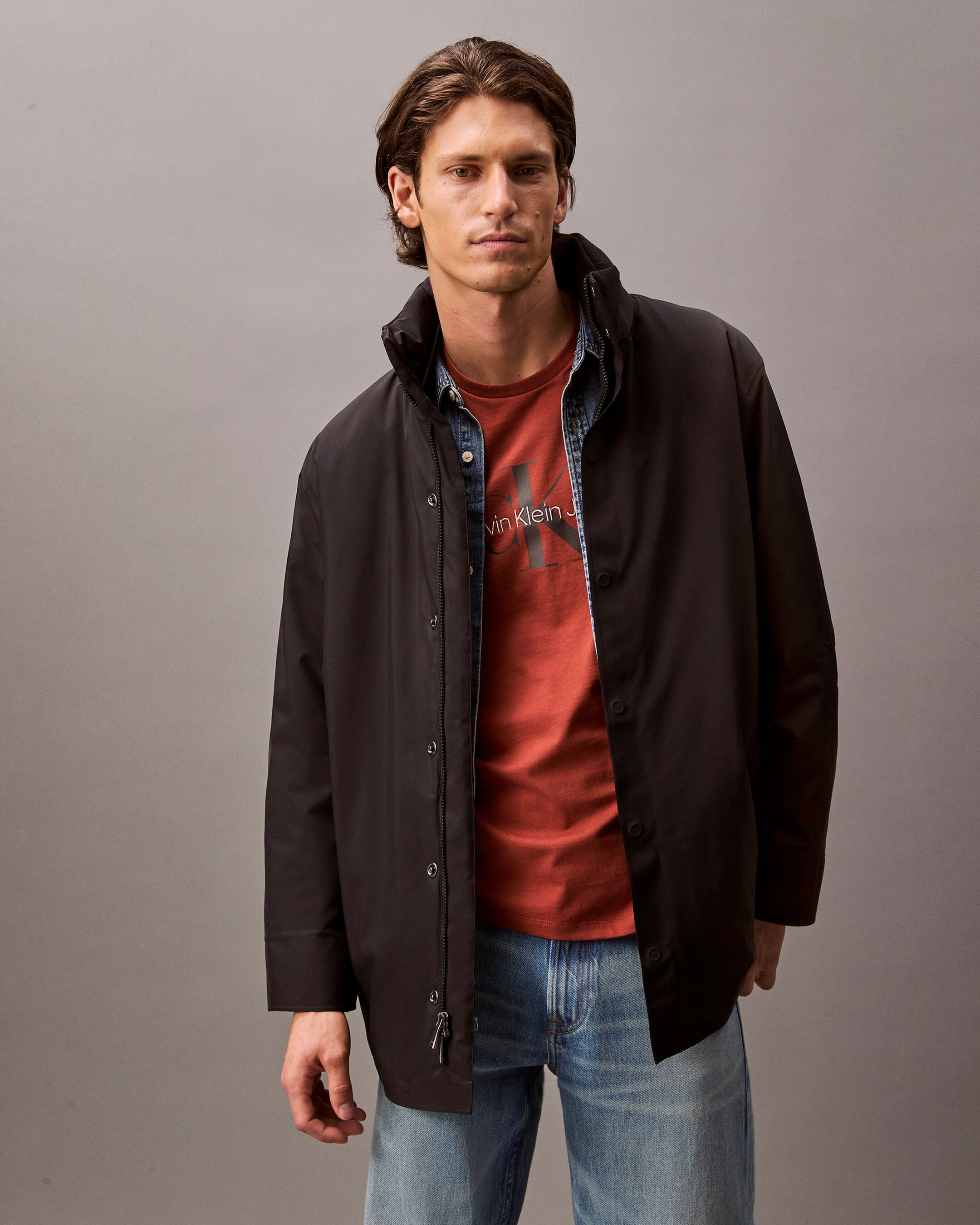 Calvin klein mid length down coat discount