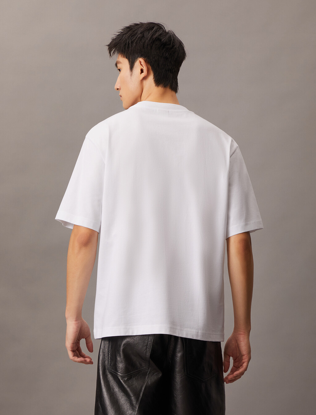 Two Tone Logo Embroidery Oversized Tee, Brilliant White, hi-res