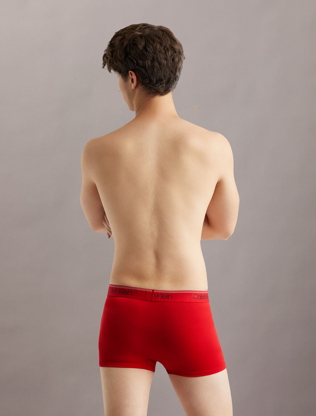 Calvin Klein Logo 低腰貼身短版四角褲 3 件組, 1 Black/ 1 Convoy/ 1 Red Gala, hi-res