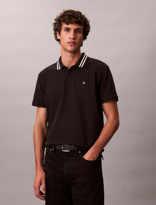 Monogram Logo Pique Tipped Classic Polo Shirt