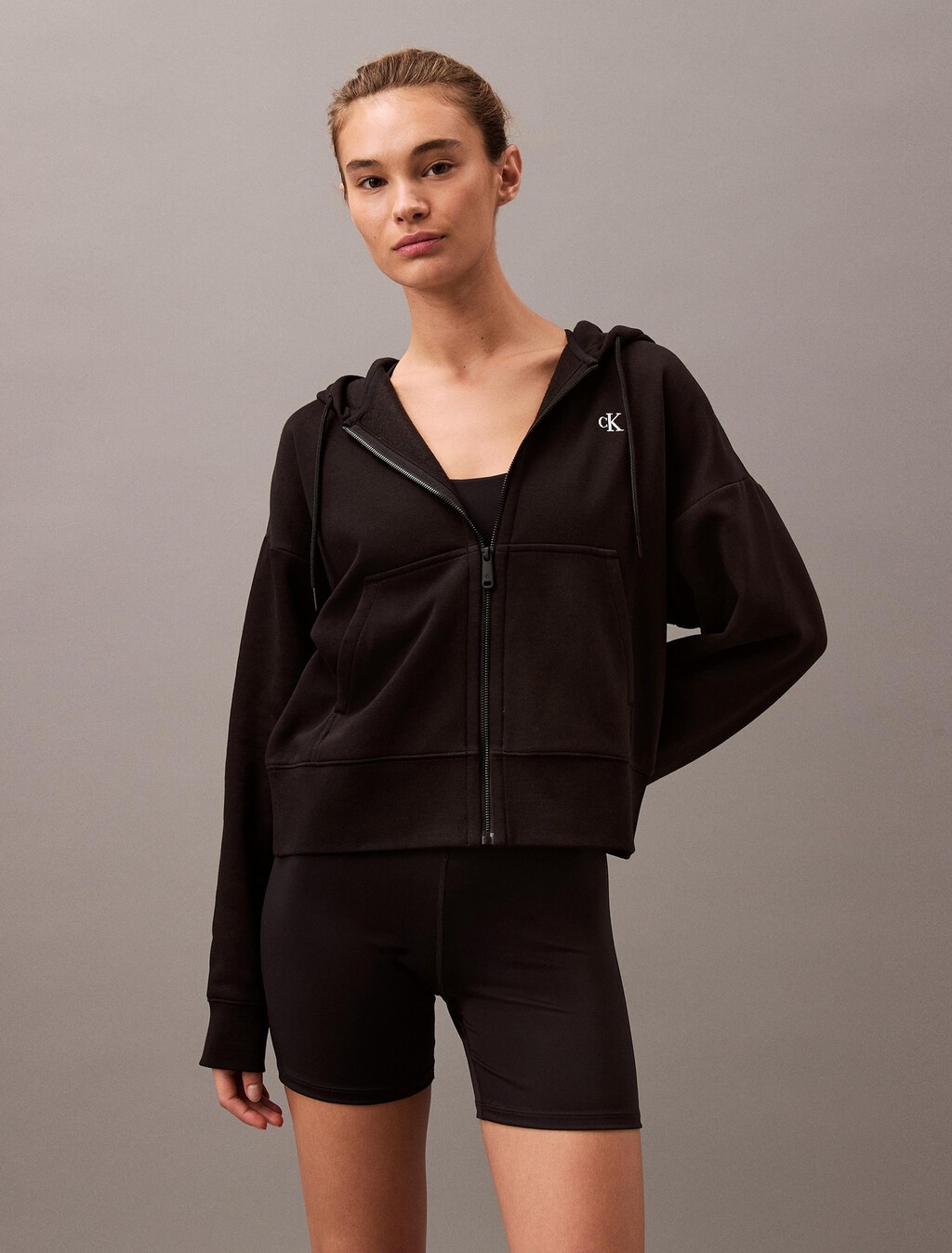 Archive Logo Zip Up Hoodie, Black, hi-res