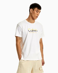 Calvin Embroidered Logo Tee, Bright White, hi-res