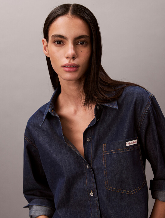 Cropped Denim Dad Shirt
