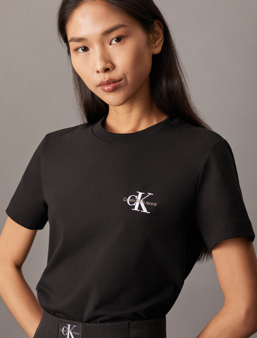 Core Monogram Embroidery Tee, Ck Black, hi-res