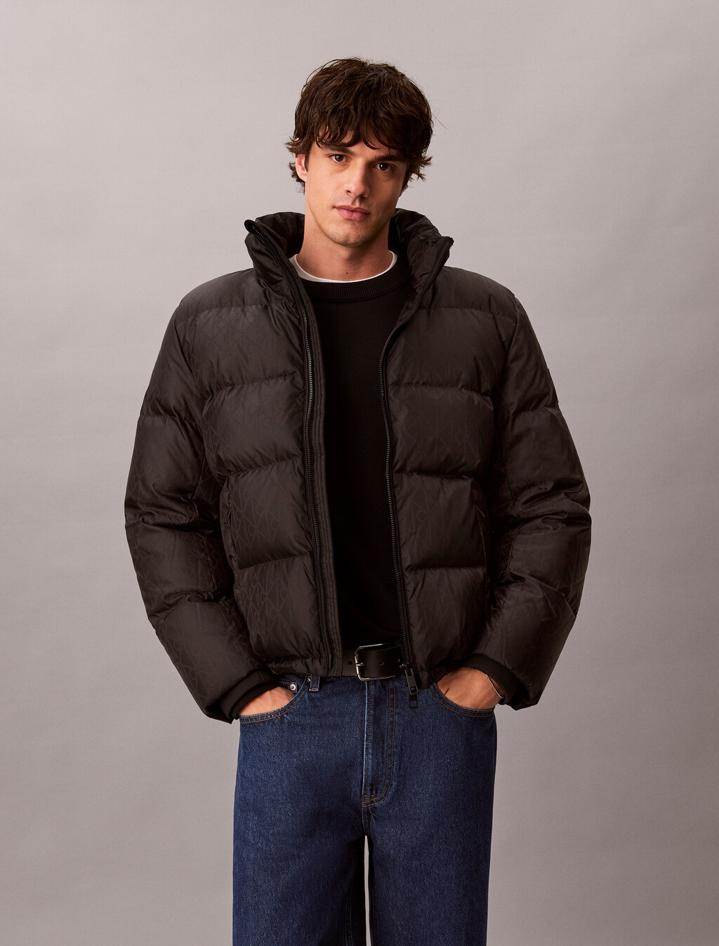 Logo Down Puffer Jacket, Black, hi-res