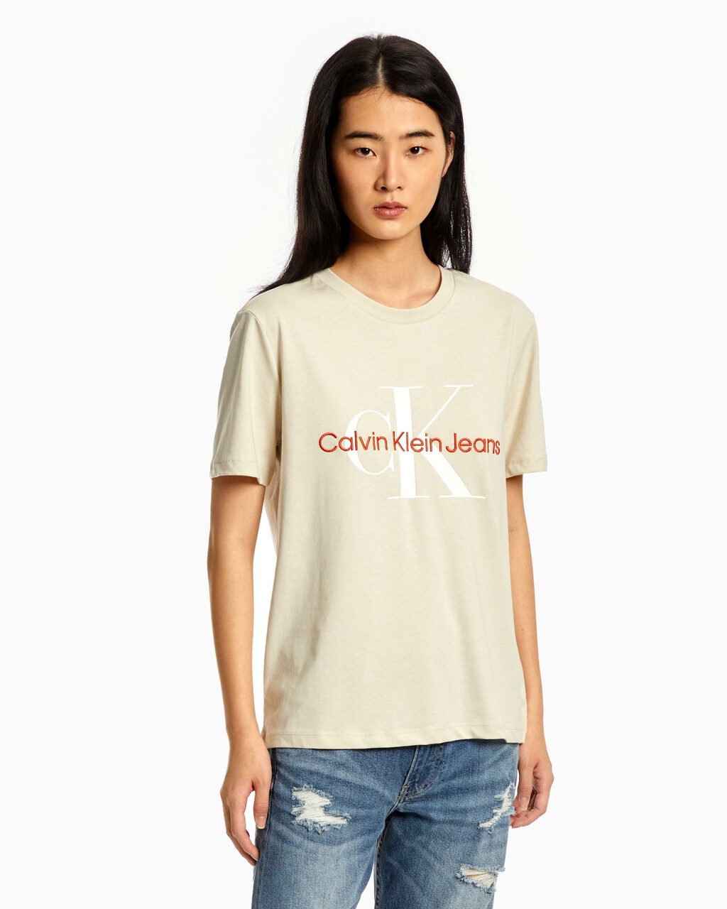 Organic Cotton Monogram Tee, Eggshell, hi-res
