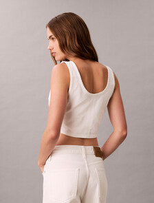 Denim Allover Monogram Cropped Tank Top, CK ARCTIC, hi-res