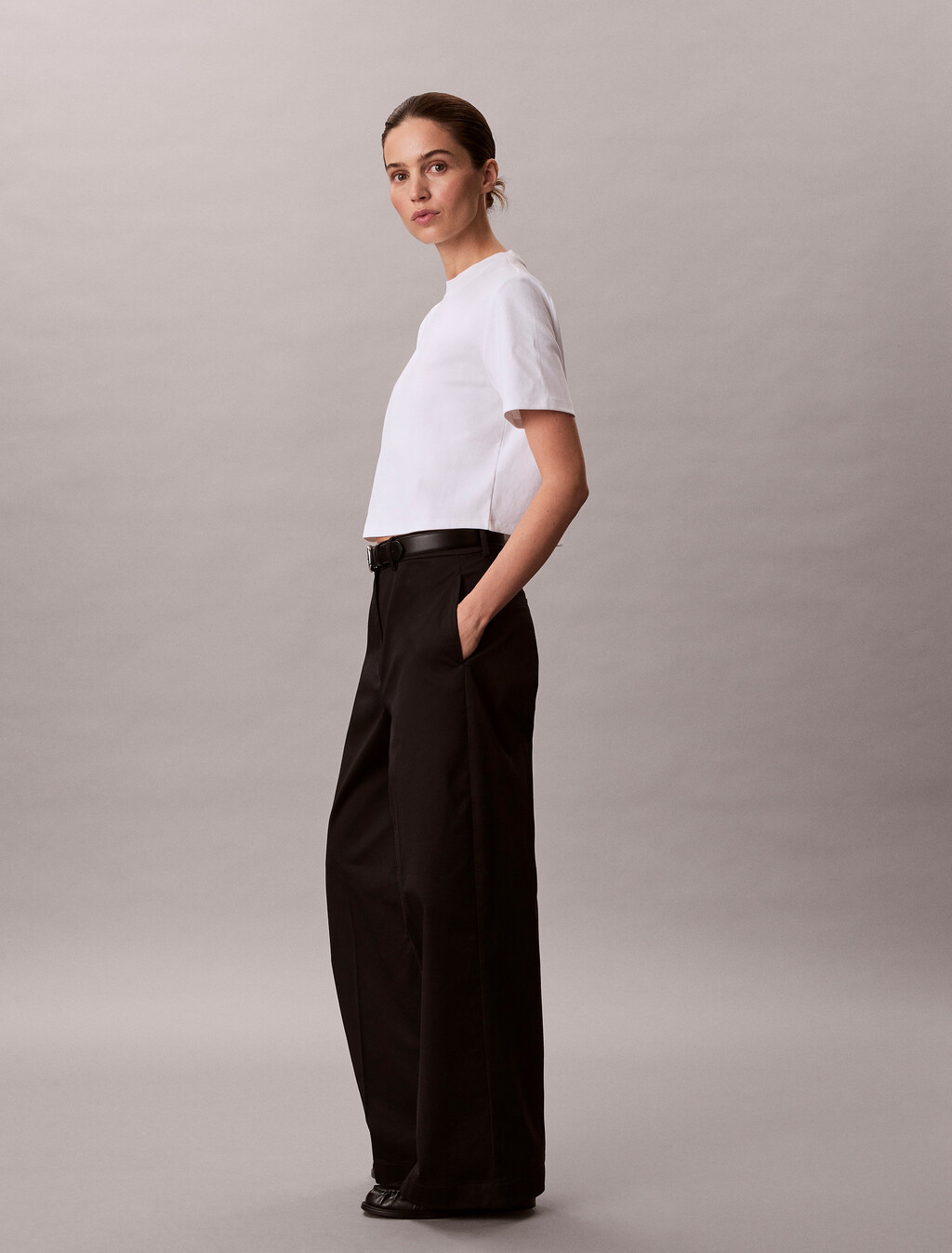 Monogram 標誌短版雙針織 T 恤, Bright White, hi-res