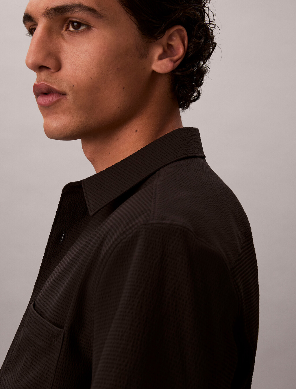 Seersucker Short Sleeve Shirt, Black, hi-res