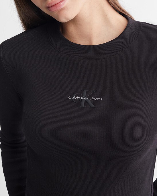 Rib Knit Monologo Baby Tee