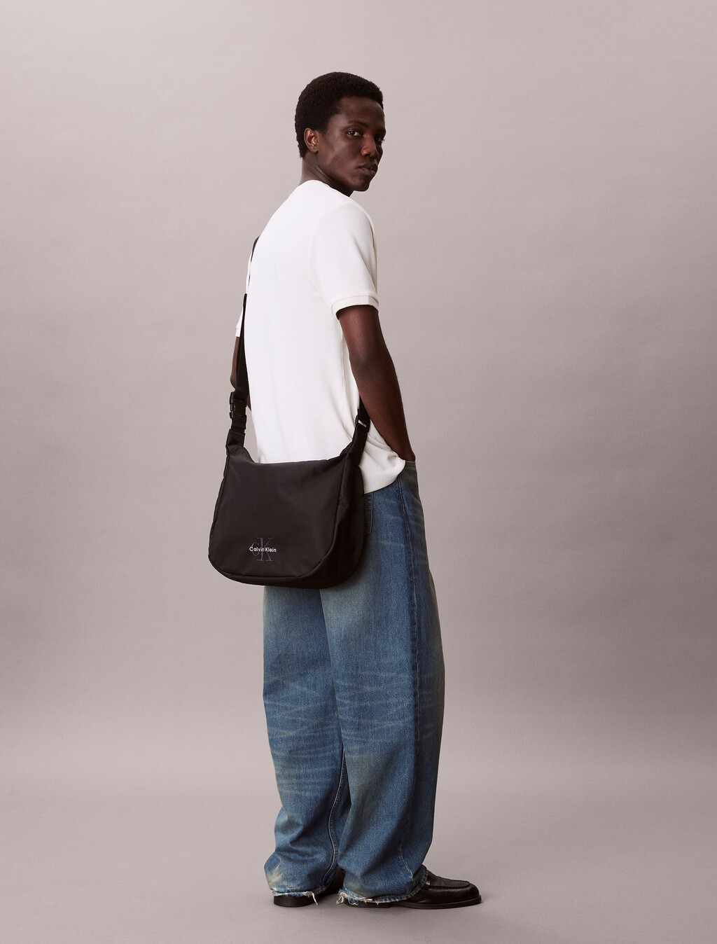 Nylon Signature Crossover Sling Bag, Black, hi-res