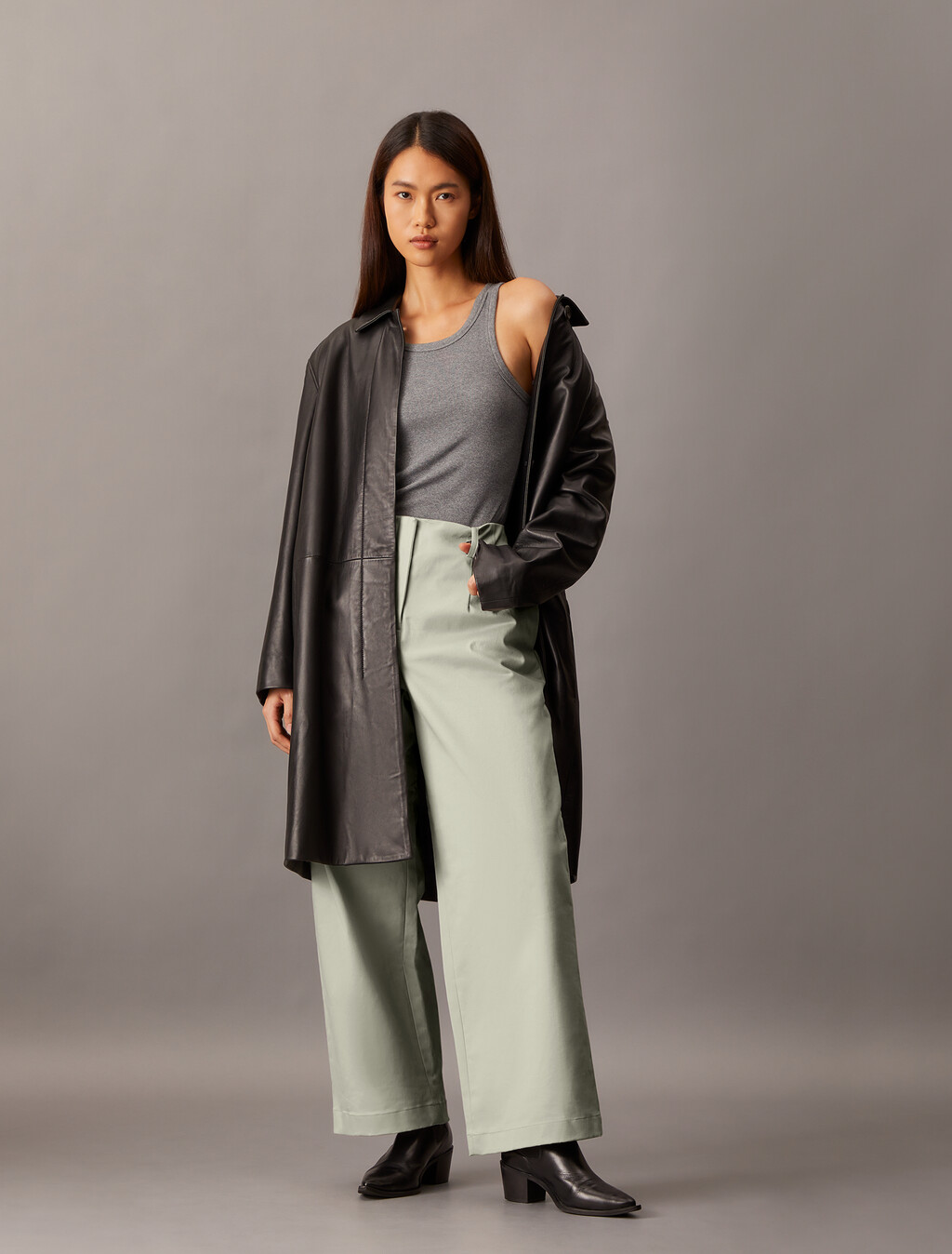 Cotton Chino Relaxed Trousers, Pussywillow Gray, hi-res