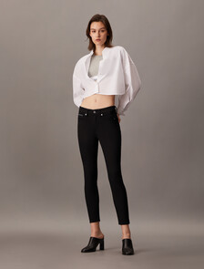 Forever Stretch Black 黑色高腰緊身九分牛仔褲, Denim Black, hi-res