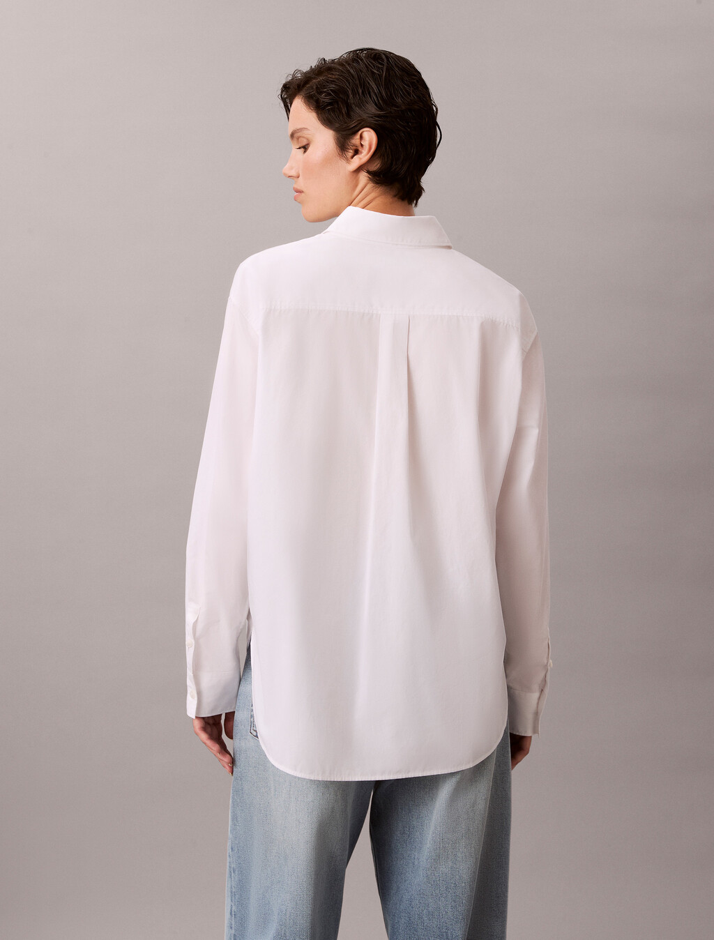 Relaxed Cotton Poplin Shirt, Brilliant White, hi-res