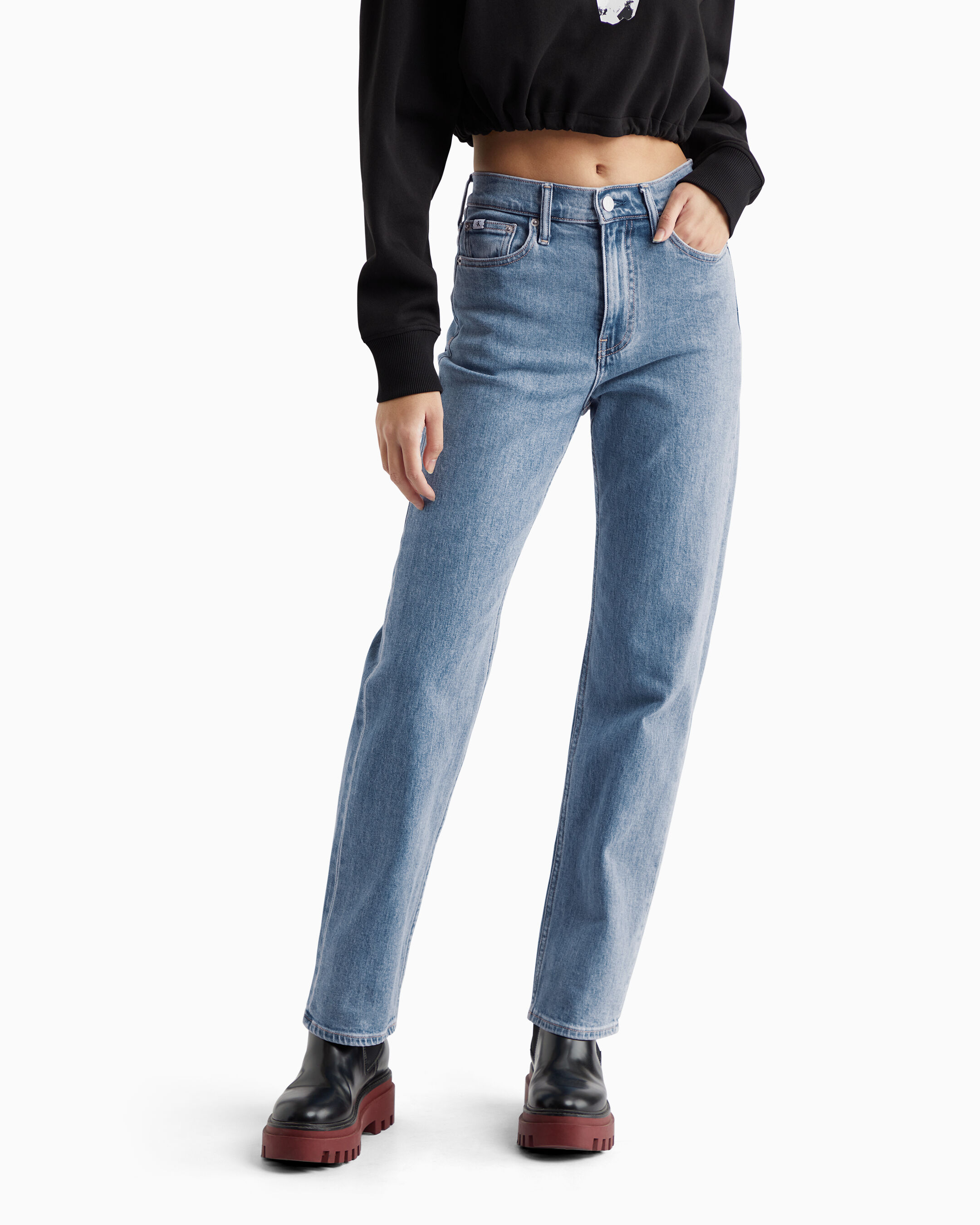 Calvin klein high hot sale rise straight jeans