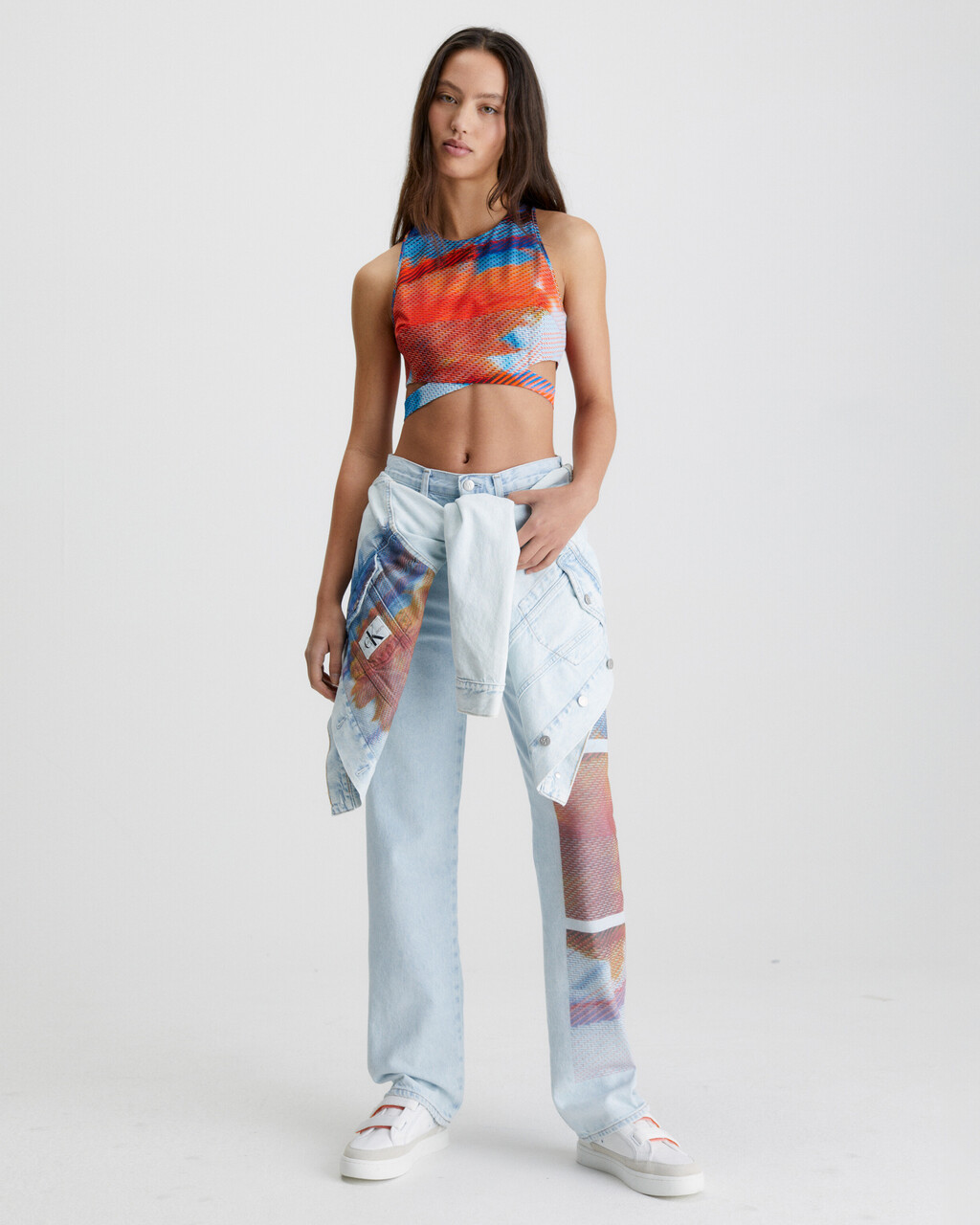 MOVEMENTS CUT OUT BACK ZIP TOP, Motion Flower Aop, hi-res