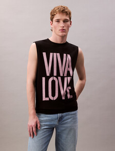 Pride Viva Love Graphic Relaxed Tank Top, Black, hi-res