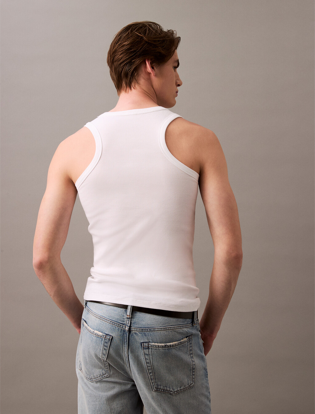 Cotton Stretch Sleep Tank Top, White, hi-res