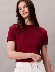 Premium Cotton Mock Neck Tee, Magenta Jewel, hi-res