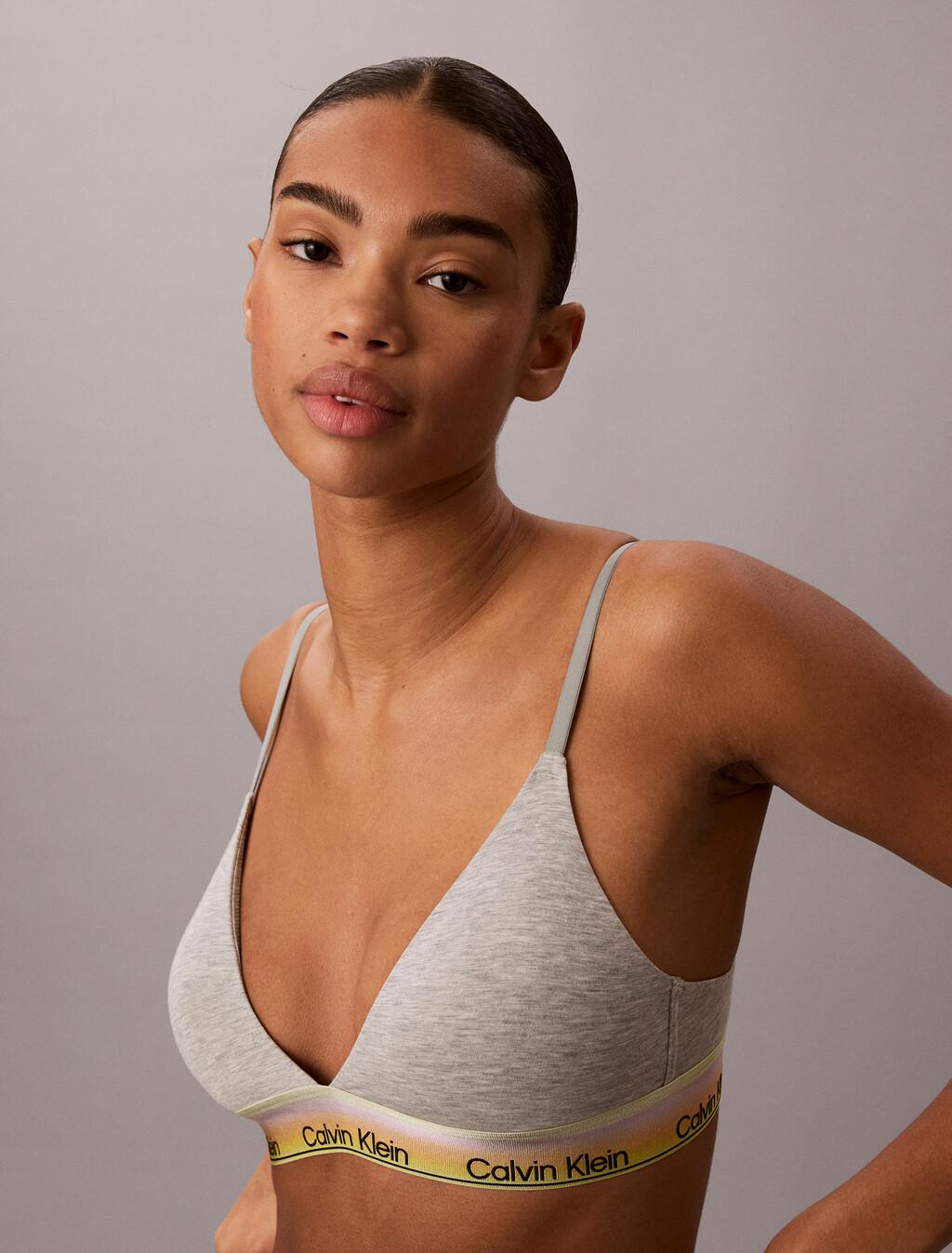 Lightly Lined Triangle Bra - Pride, Grey Heather, hi-res