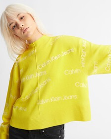 ALL OVER LOGO WOOL SWEATER, Dune Yellow, hi-res