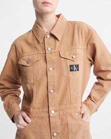 Modern Workwear Canvas Trucker Dress, CANVS TIGER EYE, hi-res