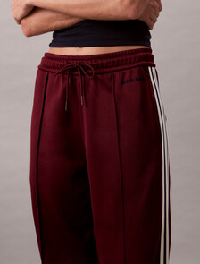 High Shine French Terry Track Pants, Deep Rouge, hi-res