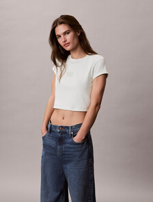 Slim Cropped Logo T-shirt, Phantom Green, hi-res