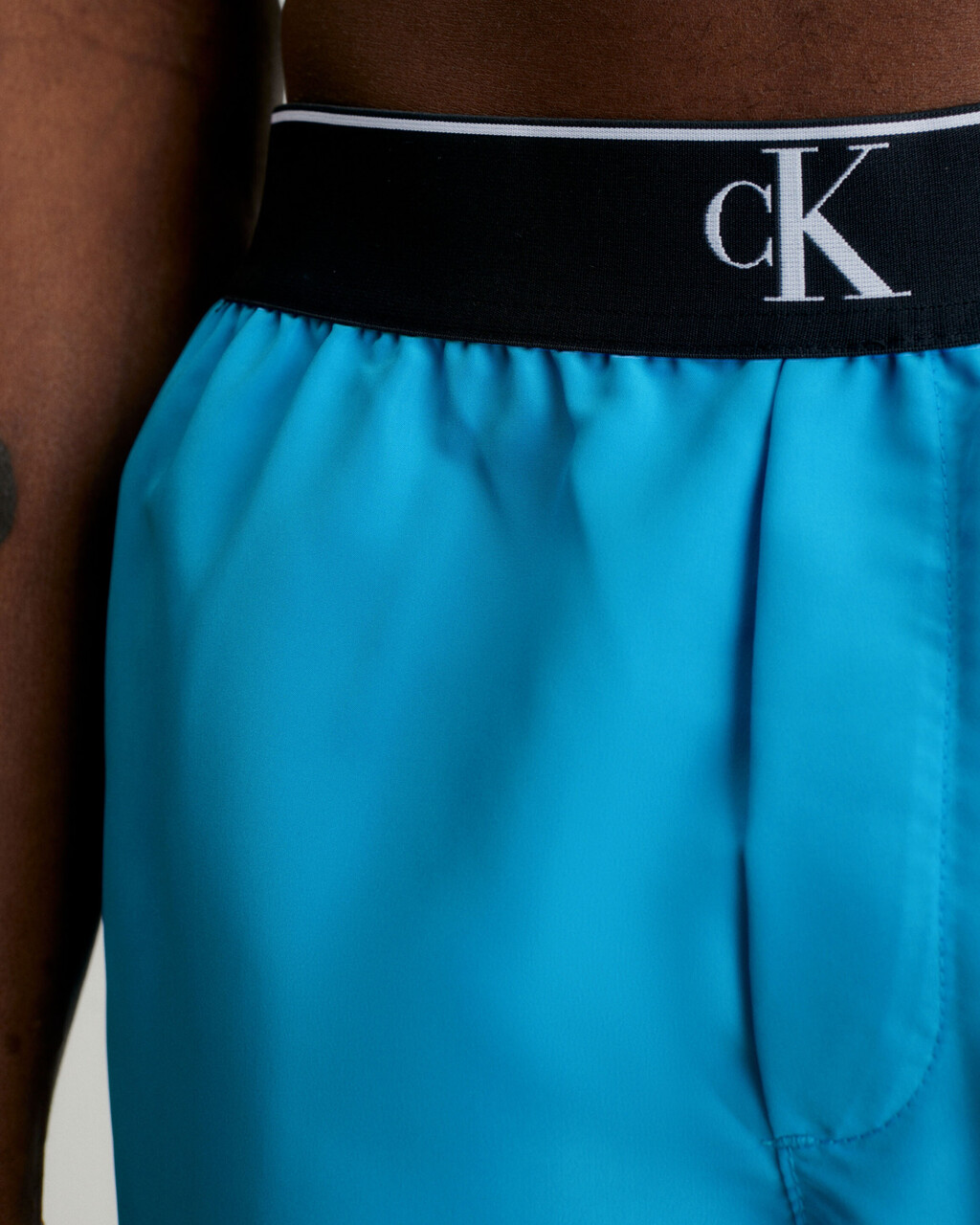 CK Monogram Long Swim Shorts, Blue Crush, hi-res