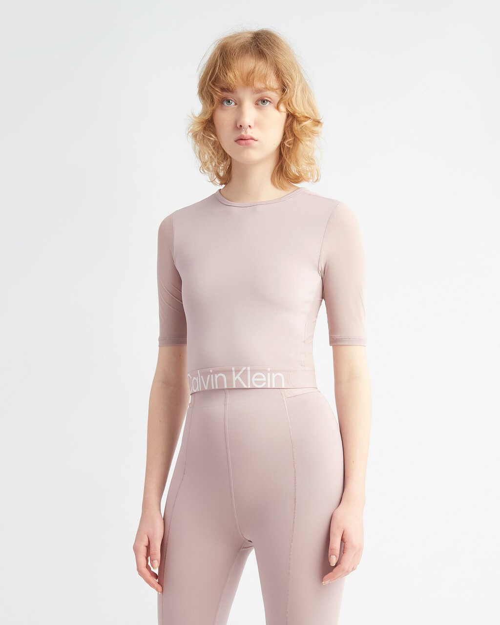 Effect Cropped Gym T-Shirt, GRAY ROSE, hi-res