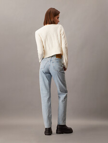 Italian High Rise Straight Jeans, Denim Light, hi-res
