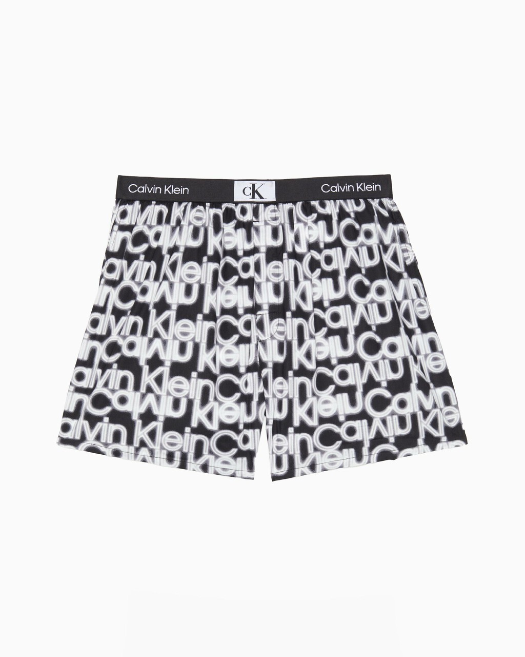 CALVIN KLEIN 1996 梭織棉質平角內褲, NEON LIGHTS LOGO PRINT_BLACK, hi-res