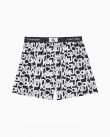 CALVIN KLEIN 1996 梭織棉質平角內褲, NEON LIGHTS LOGO PRINT_BLACK, hi-res