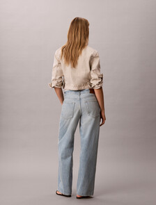 Low Rise Logo Tape Baggy Jeans, FRESH WATER, hi-res