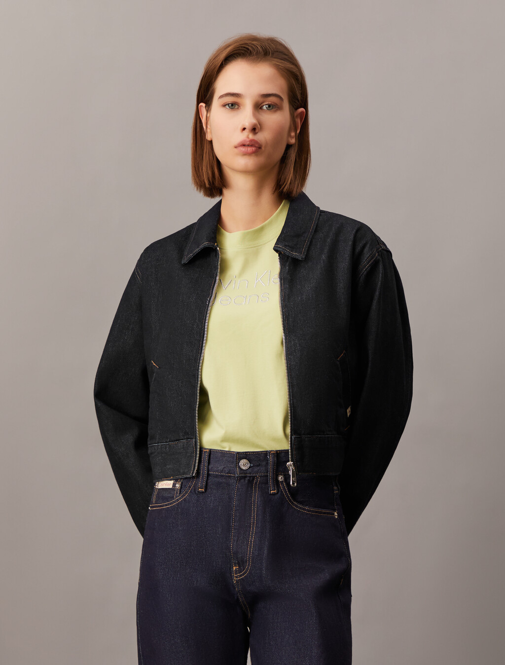 Forever Indigo Zip Up Denim Jacket, Denim Dark, hi-res