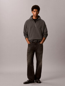 Relaxed Graphic Logo Quarter Zip Sweatshirt, Volcanic Ash, hi-res